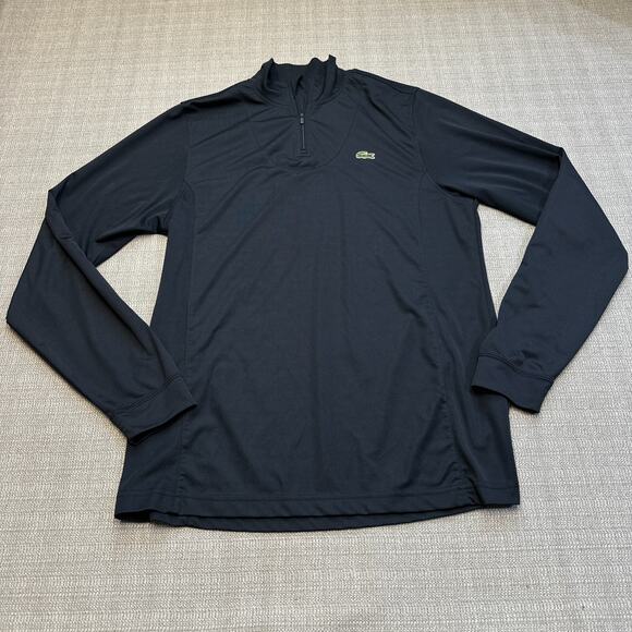 Lacoste Sport Pullover Mens size 5 / XL Black‎ 1/4 Zip Performance Preppy - Picture 1 of 9